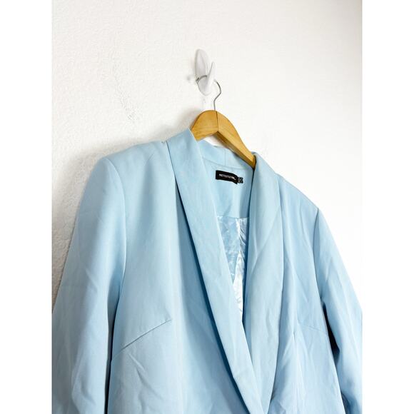 PrettyLittleThing Double Breasted Asymmetric Blazer Dress Size 10 Baby Blue - Picture 7 of 14